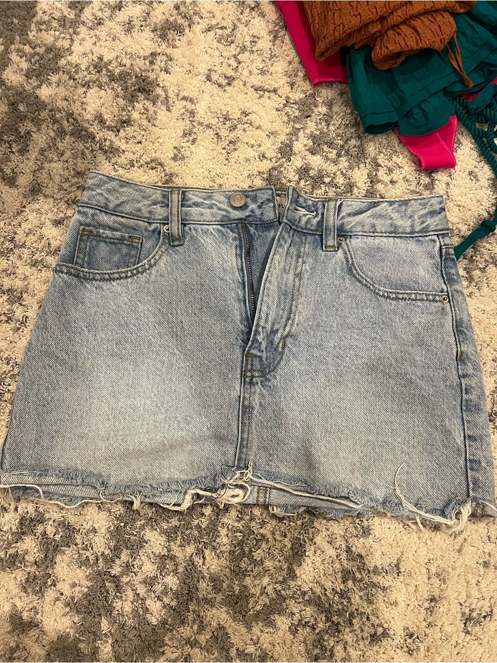 PacSun Light Blue Distressed Denim Mini Skirt